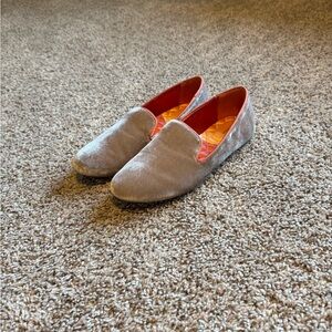 BIRDIES Women’s Velvet Beige Velvet Slip-On Women's Loafers